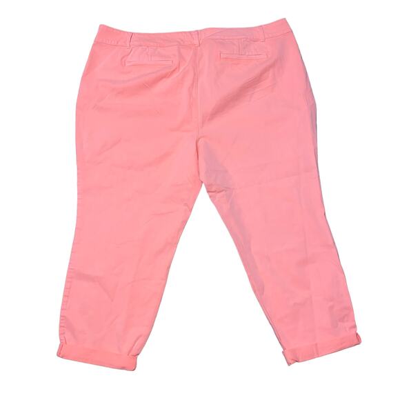 Loft Plus Marisa Cuffed Cropped Bright Neon Coral Pants NWTs size 26 Plus - Picture 4 of 9